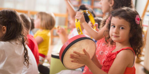How does the Little People Musical Preschool stimulate the imagination